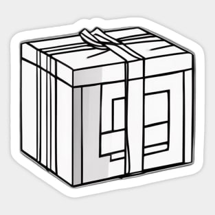 Monochrome Mystery Gift Box Illustration No. 629 Sticker